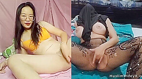Actual Hijabi Muslim Stepmom Attempting To Keep Quiet And Masturbate Behind Husbands Again To Orgasm Squirt